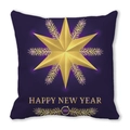 Kissenbezug aus Pfirsichhaut mit goldener Happy New Year Aufschrift in Dunkelviolett - Violetter Neujahrs-Oktagramm-Stil (4882101206955)