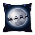 Fodera per cuscino natalizio con sagoma di Babbo Natale su slitta e renne sotto la luna - Blu Viola Stellato Slitta (Stile 11) / 45*45cm