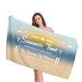 Dickes Strandtuch mit blau-gelbem Sommer-Sonnenuntergang und Palmen-Landschaftsmuster - Blau-Gelber Farbverlauf Natur Stil 11