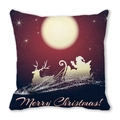 Détail de l'imprimé silhouette du traîneau du Père Noël sur la housse de coussin - Modèle de Silhouette de Traîneau du Père Noël de Nuit (4) / 45x45cm