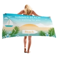 Dickes Strandtuch aus Mikrofaser mit tropischer Sommerlandschaft und Palmenblättern - Beach is Waiting Stil (11)