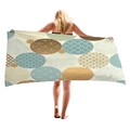 Rectangle beach towel with retro circular geometric patterns and colorful heart motifs - Retro Toned Polka Dot Geometric Style (10)