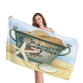 Dickes Strandtuch mit Vintage-Küstendesign, Krabben und Muscheln für den Urlaub - Crabby's Roost Vintage (12)