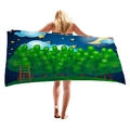 Star and moon forest night pattern beach towel made of thick microfiber fabric - Quiet Night Forest (5)