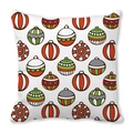 Soft white pillow cover featuring colorful hand-drawn Christmas baubles in festive style - Christmas Baubles Style (5)