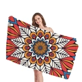 Mikrofaser-Strandtuch mit lebendigen Mandala-Mustern und bunten geometrischen Blumen - Blau Und Orange Mandala Stil (11)
