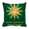 Dark green Christmas pillowcase with gold star pattern and Merry Christmas text - Dark Green Christmas Octagram Style (4882101206958)