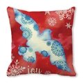 Housse de coussin de Noël en peau de pêche avec colombe mandala et motifs flocons - Colombe Mandala Bleu Rouge Joy (20)