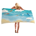 Toalla de playa gruesa con estampado de dibujos de vacaciones y tablas de surf - Patrón Kayak Ocean Vacation(11)