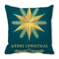 Dark green Christmas pillow case featuring gold star and Merry Christmas print - Dark Green Christmas Octagram 2018 Style (4882101206959)
