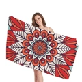 Ethno-Strandtuch mit Mandala-Geometriemuster in kräftigen Rot- und Orangetönen - Rot Und Blau Florales Mandala (12)