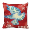 Housse de coussin de Noël avec oiseau à l'aquarelle rouge et lettrage Rejoice - Colombe Mandala Rouge Rejoice (22)