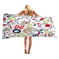 Cartoon bear pattern thick beach towel with red letter Z on white background - Red Blue Geometric Bear (4) / 150x75cm