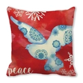 Housse de coussin Noël rouge avec colombe blanche et motifs mandala bleus - Colombe Mandala Rouge Peace (23)