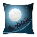 Federa natalizia con sagoma della slitta di Babbo Natale su sfondo blu della luna - Blu Profondo Luna Stellata Renna (10) / 45x45cm