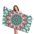 Dickes Strandtuch mit blauem und rosa Mandala-Muster und geometrischen Blumen - Cyan Und Rosa Mandala Stil (13)