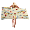 Serviette de plage en microfibre avec motif de train de dessin animé pour enfants - Train Sécurité Ferroviaire (4)