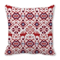 Weihnachtskissenbezug mit rotem Hirsch und blauen geometrischen Mustern aus Pfirsichhaut - 45x45 cm / Rot Weiß Blau Geometrischer Ethnostil (7)
