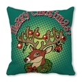 Christmas elk cushion cover in dark green peach skin fabric with festive deer print - 45x45cm / Dark Green Background American Vintage Elk