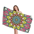 Bunte Mandala Strandtuch mit floralem Muster in Himmelblau, Gelb und Rosa Design - Blau Und Gelb Mandala Stil (14)