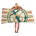 Telo mare spesso con strisce arancioni nautiche e grande motivo timone ancora vintage - Timone a Strisce Arancione e Bianco (10)