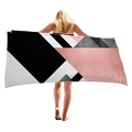 Microfiber beach towel with pink and black geometric patterns for seaside vacations - Pink Black Grey White Patchwork (5)