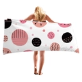 Minimalist beach towel featuring modern pink and black polka dots on white fabric - Minimalist Polka Dot Geometric Style