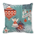 Weihnachtskissenbezug aus Pfirsichhaut mit festlichen Ornamenten und Sternengrafiken - 45x45 cm / Cyanblauer Retro Engel Weihnachtskugel (14)