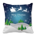 Federa per cuscino natalizia blu con renne e scritte Merry Christmas festive - Merry Christmas Happy New Year (Stile 17) / 45*45cm