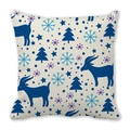 Christmas peach skin pillowcase with blue goats and snowflakes on cream background - Deep Blue Goat Christmas Tree Style (13)