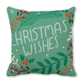 Christmas Wishes botanical throw pillow cover with green foliage and berries print - Dark Green Berry Pine Christmas Wishes
