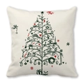 Detailed close-up of a white peach skin pillowcase with a red and black Christmas tree design - Nordic Fresh Hand-Drawn Tree (Style-5)