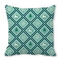 Square peach skin pillowcase with green geometric deer and snowflake Christmas patterns - Teal Diamond Reindeer Snowflake (11)