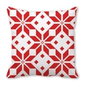Square pillowcase with red and white Nordic geometric snowflake pattern on soft fabric - Red White Pixel Snowflake (Style-8)