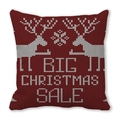 Detail of red knitted Christmas pillowcase with reindeer patterns and snowflakes - Red Knitted Texture Reindeer (18)