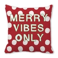 Detailed view of Merry Vibes Only cushion cover with red polka dots on soft peach skin fabric - Classic Red with White Polka Dots (36)