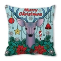 Square light blue Christmas pillowcase with purple reindeer and Merry Christmas text - Purple Long-Horn Reindeer (12)