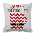 Detail of Christmas pillowcase with Santa hot chocolate print on peach skin fabric - Hot Chocolate Mug Illustration (32)