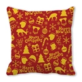 Roter Weihnachts-Kissenbezug mit goldenem Rentier und Baumdruck auf Pfirsichhaut-Stoff - 45x45 cm / Hellroter Feiertags Golddruck (17)