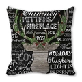 Housse de coussin renne de Noël avec silhouette aspect bois sur tissu noir peau de pêche - Renne Bois Texte Fond Noir (32) / 45x45cm