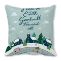 Christmas truck and pine tree linen pillowcase with Peace on Earth festive illustration - Dark Blue House Snowman Pink Car (38)