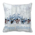 Christmas reindeer and snowman holiday pillowcase with Happy Holidays text on peach skin fabric - Cartoon Snowman Reindeer (21)