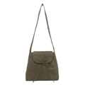 Japanese style khaki nylon crossbody bag with artistic bow knot detail and long strap - Green
