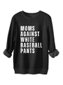 Close-up of the ribbed neckline and white slogan print on this black thick cotton sweatshirt - Black