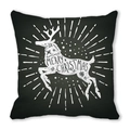 Housse de coussin noire de Noël avec silhouette de renne blanc et texte Merry Christmas - Renne Blanc Fond Noir Merry Christmas (34) / 45x45cm