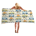 Thick cartoon beach towel with yellow taxi and police car print for travel - City Police Traffic (7)