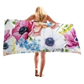 Dickes Strandtuch mit buntem Aquarell-Blumenmuster auf schnell trocknender Mikrofaser - Mehrfarbiger Aquarell-Blumenstil (6) / 150x75cm