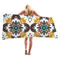 Telo da mare spesso con motivo mandala turchese e arancione per le vacanze estive - Stile Mandala Simmetrico (1)