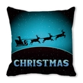 Federa natalizia con silhouette di renne e Babbo Natale su sfondo stellato scuro - Gradiente Stellato CHRISTMAS (Stile 22) / 45x45cm