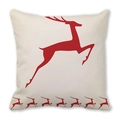 Housse de coussin de Noël carrée avec imprimé renne rouge sur tissu pêche crème - Silhouette de Renne Rouge Off-White (35) / 45x45cm